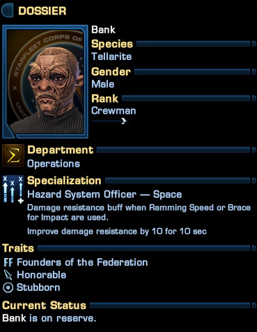 This guy should be a Ferengi, and needs the Cunning and Unscrupulous traits.